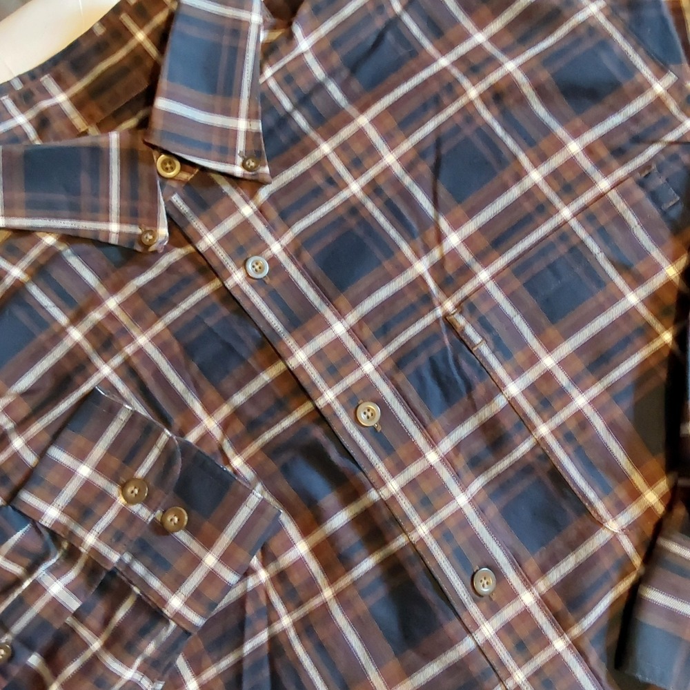 Cabelas Mens Dress Shirt Plaid  Large Cotton  Outdoor‎ Long Sleeve Button Down